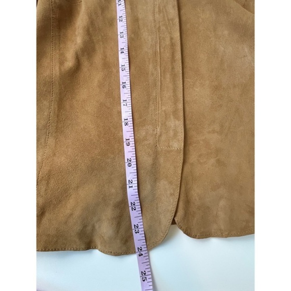 NEW Express Genuine Suede  Tie Waist Jacket Camel Tan Size M 90s Y2K Consign - Picture 10 of 14